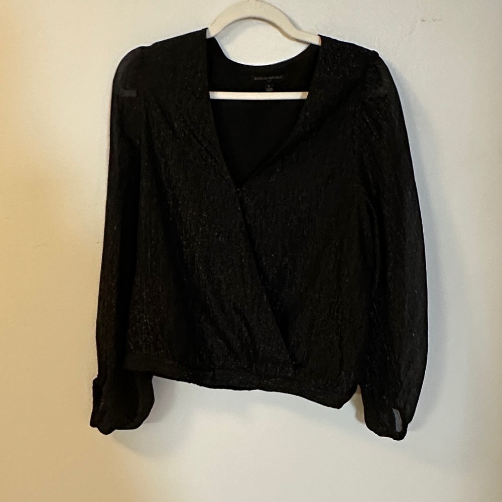 Banana Republic Shiny Elegant Black Blouse
